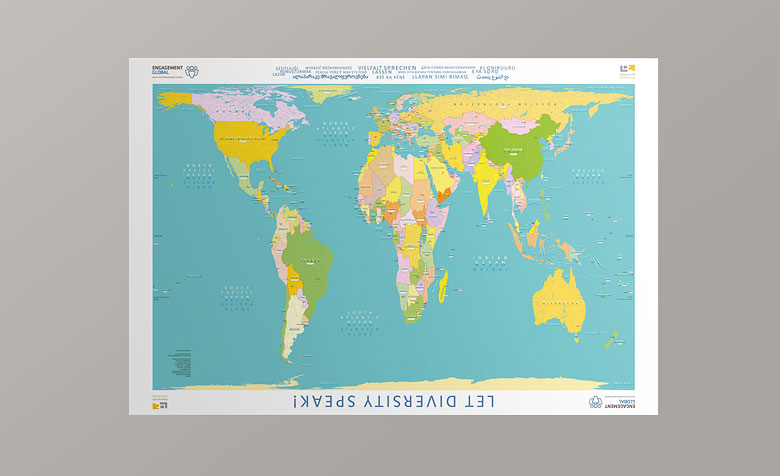 Die Weltkarte „Vielfalt sprechen lassen“
