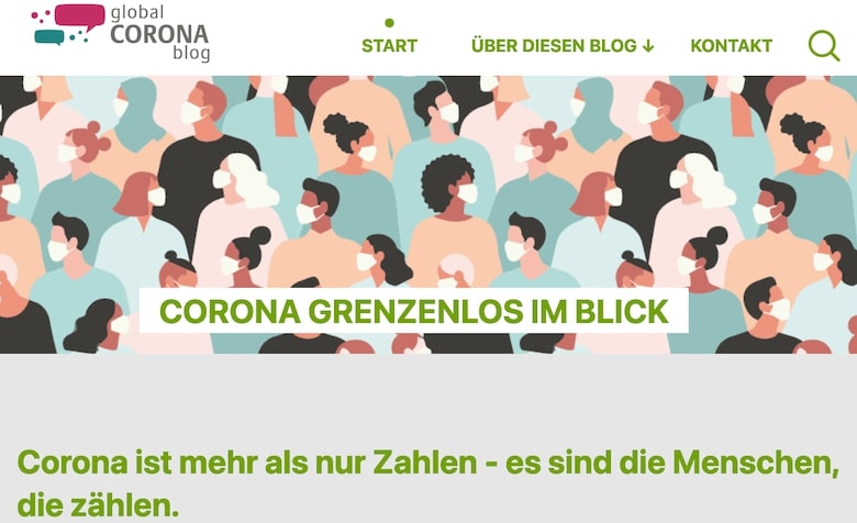Screenshot der Startseite des Corona-Blogs